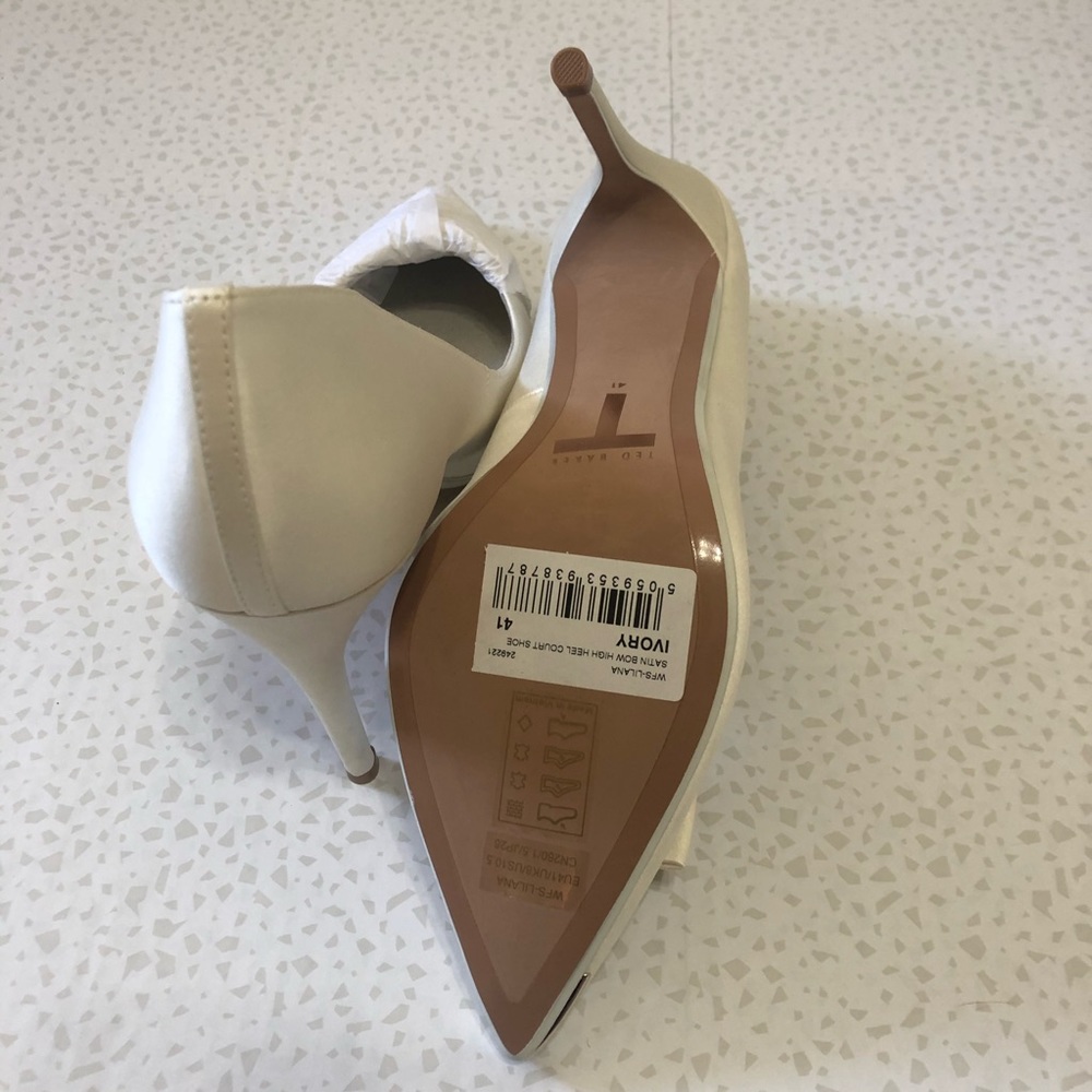 Ted Baker London Women’s Lilana Satin Bow High Heel Court Shoes Ivory Size 10.5 - Picture 8 of 12